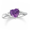 Thumbnail Image 0 of Heart-Shaped Amethyst Ring in 10K White Gold with Diamond Accents