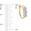 Thumbnail Image 1 of 1/4 CT. T.W. Diamond Three Stone Cluster Hoop Earrings in 10K Gold