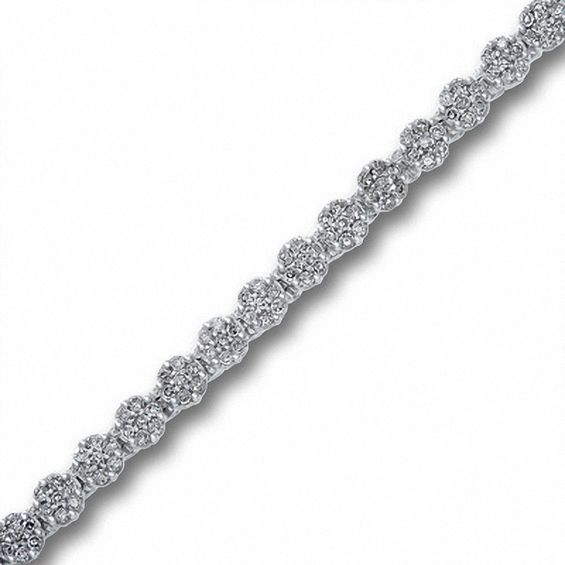 Image result for 1 CT. T.W. Diamond Flower Bracelet in 14K White Gold