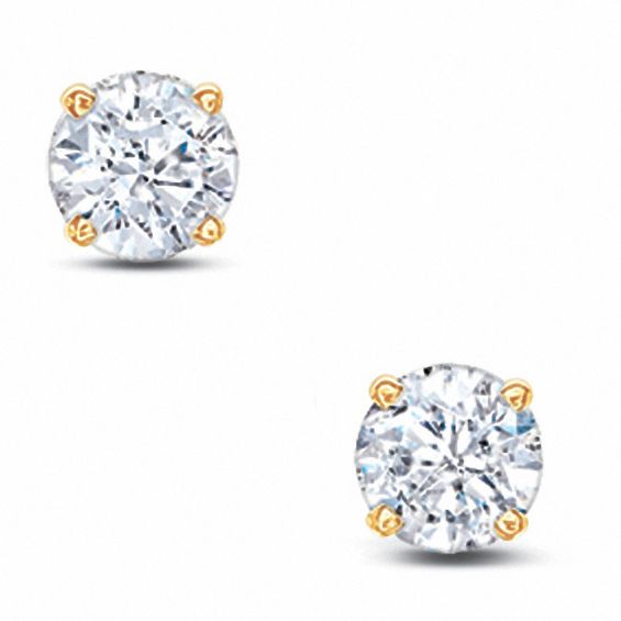3 8 Ct T W Diamond Solitaire Stud Earrings In 14k Gold T W Diamond Solitaire Stud Earrings In 14k Gold