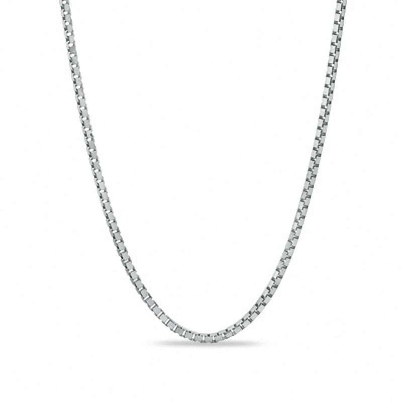 0.8mm Adjustable Box Chain Necklace in 14K White Gold - 22"