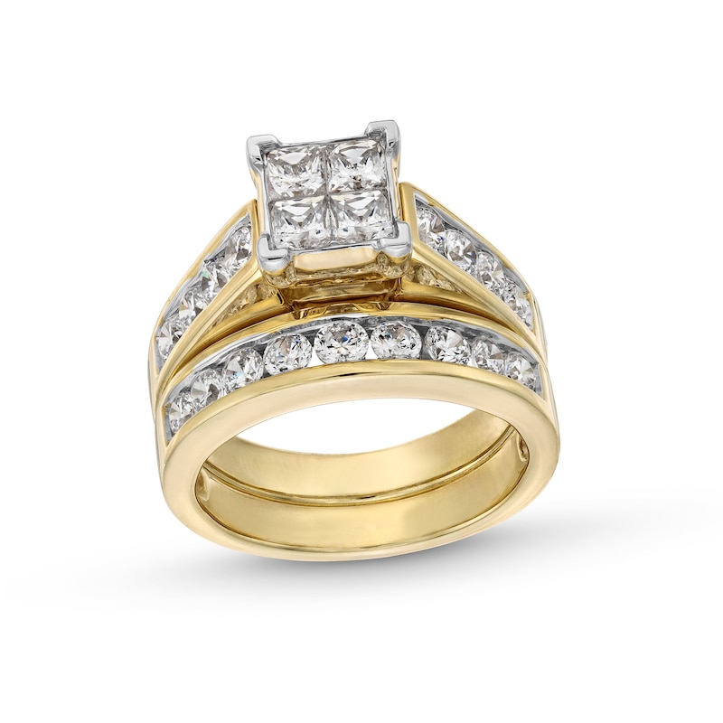 2 CT. T.W. Quad Princess-Cut Diamond Bridal Set in 14K Gold