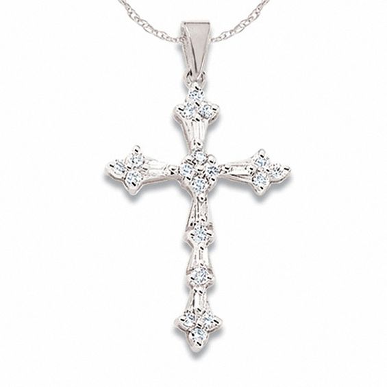 1/4 CT. T.W. Diamond Miracle Cross Pendant in 10K White Gold | Zales