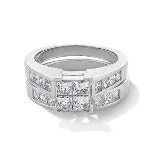 2 CT. T.W. Quad Princess-Cut Diamond Bridal Set in 14K White Gold|Zales