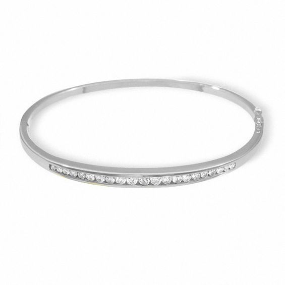 1 Ct T W Diamond Bangle In 10k White Gold Bangles And Cuffs T W Diamond Bangle In 10k White Gold