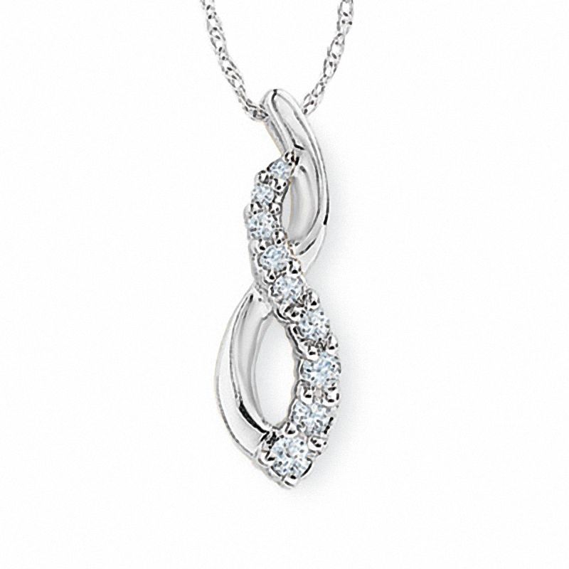 1/6 CT. T.W. Journey Diamond Infinity Pendant in 10K White Gold
