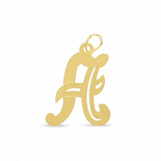Letter T Script Initial High Polish 10K Yellow Gold Small Charm Pendant 