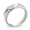 Thumbnail Image 2 of 1/4 CT. T.W. Diamond Three Stone Abstract Slant Wedding Band in 10K White Gold