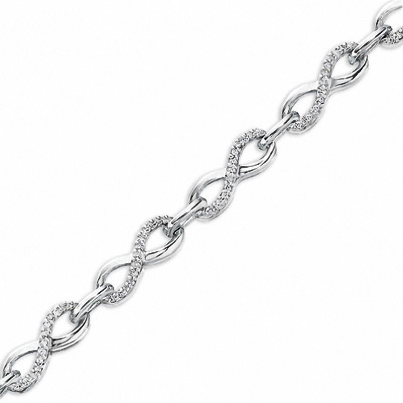 1/3 CT. T.W. Diamond Infinity Bracelet in Sterling Silver - 7.5"