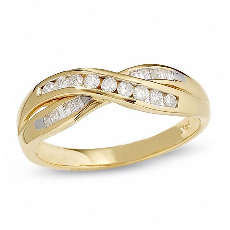 1/4 CT. T.W. Diamond Crossover Band in 14K Gold