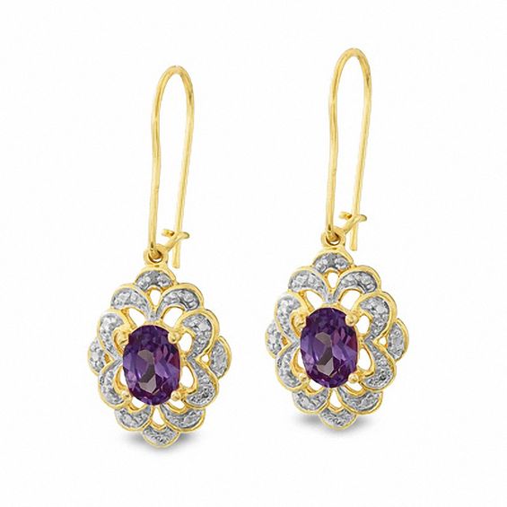 Lab Created Alexandrite Earrings In 18k Gold Over Sterling Silver Lab Created Alexandrite Earrings In 18k Gold Over Sterling Silver