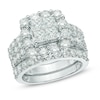 Thumbnail Image 1 of 4 CT. T.W. Quad Princess-Cut Diamond Frame Bridal Set in 14K White Gold