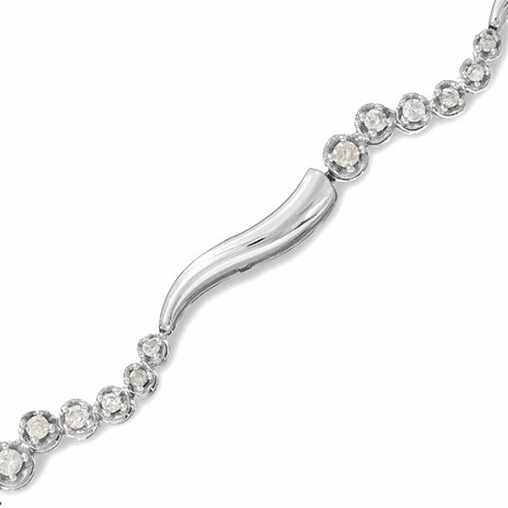 1 2 Ct T W Journey Diamond Squiggle Bracelet In 10k White Gold T W Journey Diamond Squiggle Bracelet In 10k White Gold