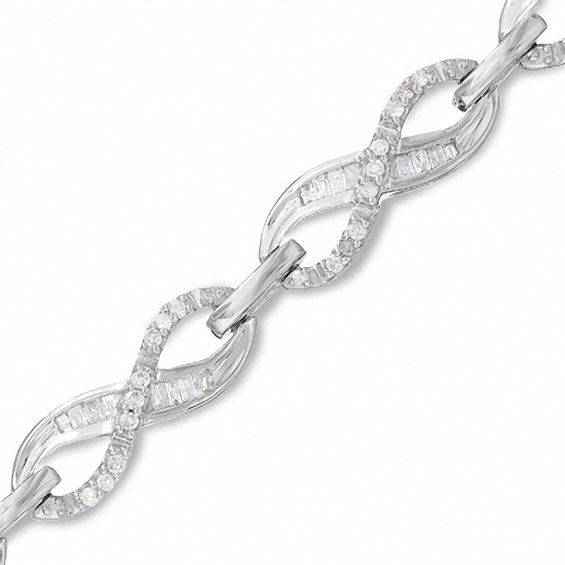 1 Ct T W Diamond Bow Bracelet In 10k White Gold Bracelets T W Diamond Bow Bracelet In 10k White Gold