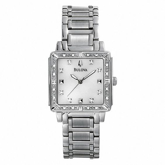 Image result for ladies bulova square watch with diamonds