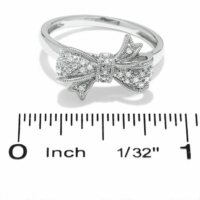 1/10 CT. T.W. Diamond Bow Ring in 10K White Gold