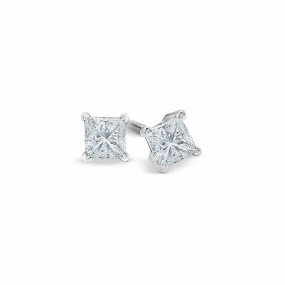 1 2 Ct T W Certified Princess Cut Diamond Solitaire Stud Earrings 1 2 Ct T W Certified Princess Cut Diamond Solitaire Stud Earrings In Platinum