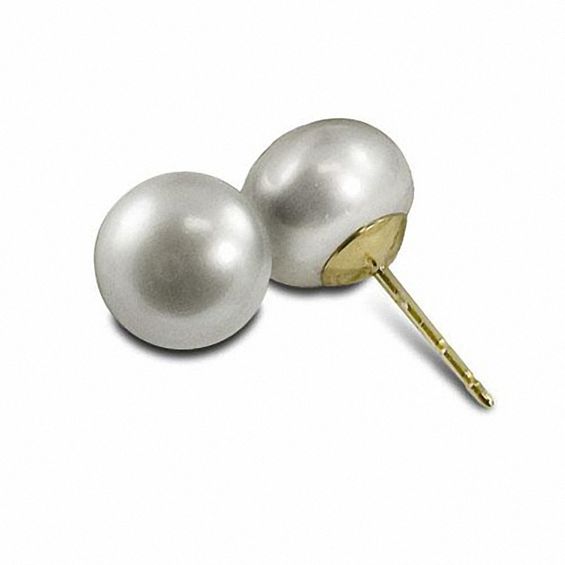 9 0 10 0mm Grey Cultured Freshwater Pearl Stud Earrings In 14k Gold 9 0 10 0mm Grey Cultured Freshwater Pearl Stud Earrings In 14k Gold