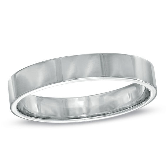 Men's 4.0mm Flat Wedding Band in 14K White Gold Wedding Bands