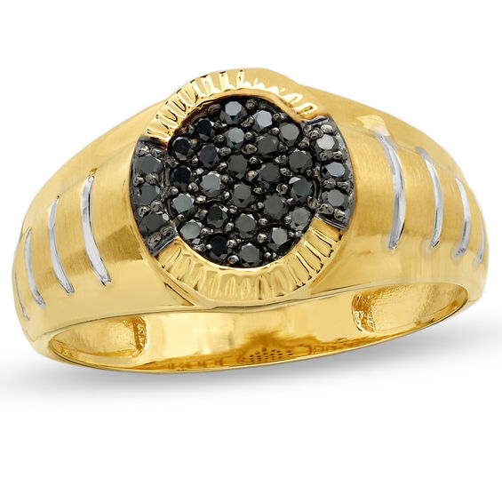 Men's 1/3 CT. T.W. Enhanced Black Diamond Cluster Ring in 10K Gold