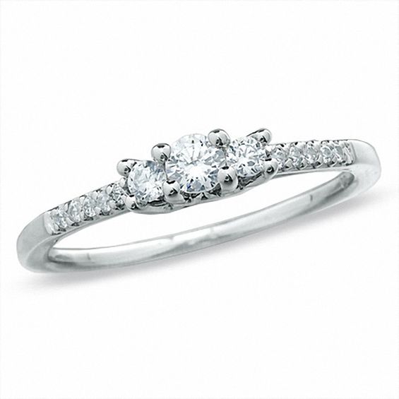 1/20 cttw, 3 Diamond Promise Ring in 10K Yellow Gold Size-11.5 G-H,I2-I3