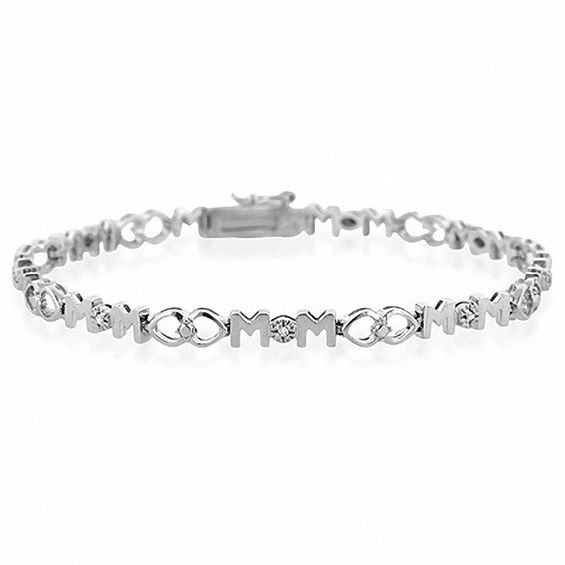 Diamond Accent Mom Bracelet In Sterling Silver 7 5 View All Diamond Accent Mom Bracelet In Sterling Silver