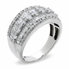 Thumbnail Image 1 of 1 CT. T.W. Baguette and Round Diamond Three Row Ring in 10K White Gold