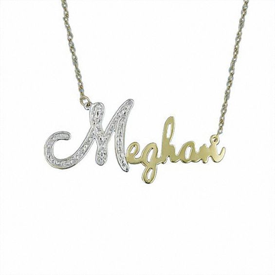 10k Gold Diamond Accent Script Name Necklace 2 8 Letters 10k Gold Diamond Accent Script Name Necklace 2 8 Letters