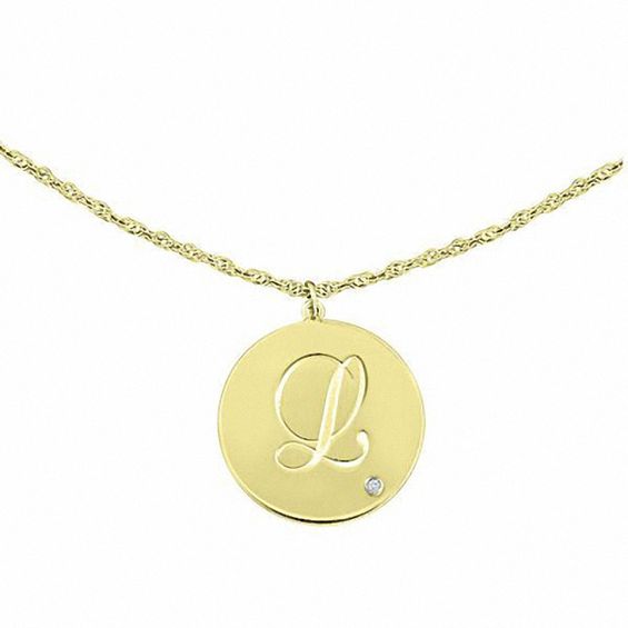 Initial Circle Pendant With Cubic Zirconia Accent In 10k Gold 1 Initial Circle Pendant With Cubic Zirconia Accent In 10k Gold 1 Letter