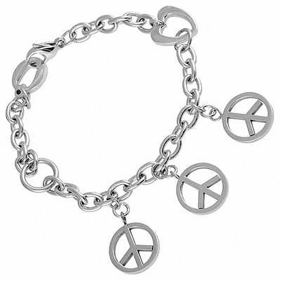 Stainless Steel Peace Charm Bracelet 7 5 Stainless Steel Peace Charm Bracelet 7 5