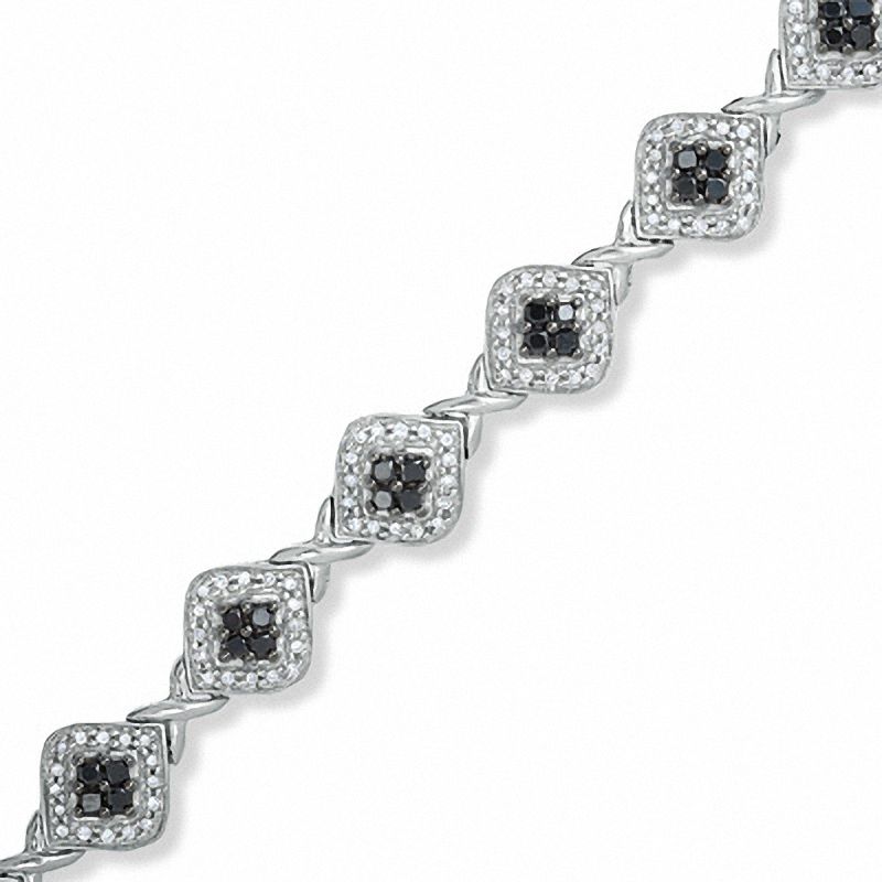 2 CT. T.W. Enhanced Black and White Diamond Fashion Bracelet in Sterling Silver
