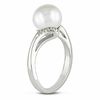 Thumbnail Image 1 of 9.0 - 10.0mm Button Cultured Freshwater Pearl and 1/20 CT. T.W. Diamond Bypass Ring in Sterling Silver