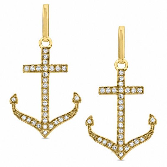 1/5 CT. T.W. Diamond Anchor Earrings in 10K Gold Online Exclusives