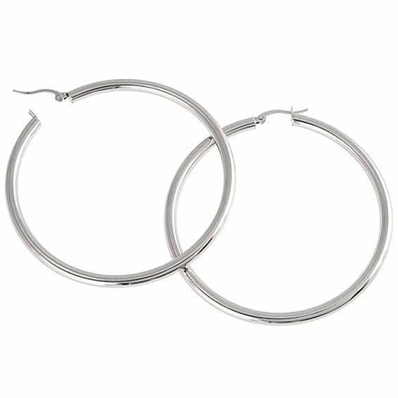 Silver Sparkle Stainless Steel Hoops