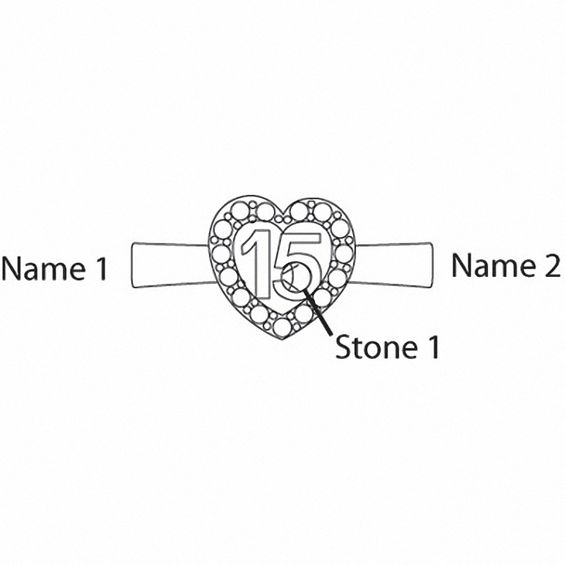 10K Gold Quinceanera Birthstone Ring with Cubic Zirconia Accents by