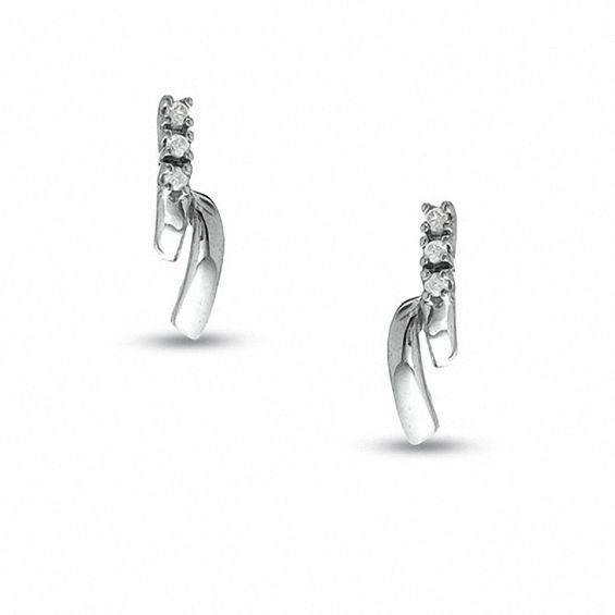 Diamond Accent Line Drop Earrings In 10k White Gold Diamond Accent Line Drop Earrings In 10k White Gold