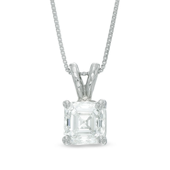 1 Ct Certified Asscher Cut Diamond Solitaire Pendant In Platinum I Certified Asscher Cut Diamond Solitaire Pendant In Platinum I Vs2