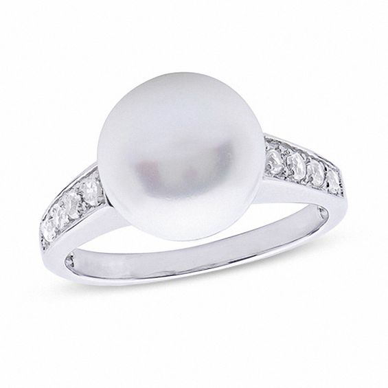 10.0-10.5mm Cultured Freshwater Pearl Ring in Sterling Silver with
