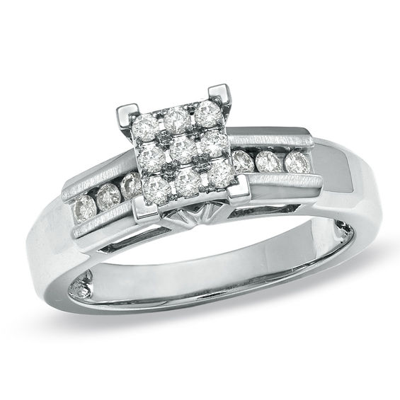1/4 CT. T.W. Composite Diamond Engagement Ring in 14K White Gold