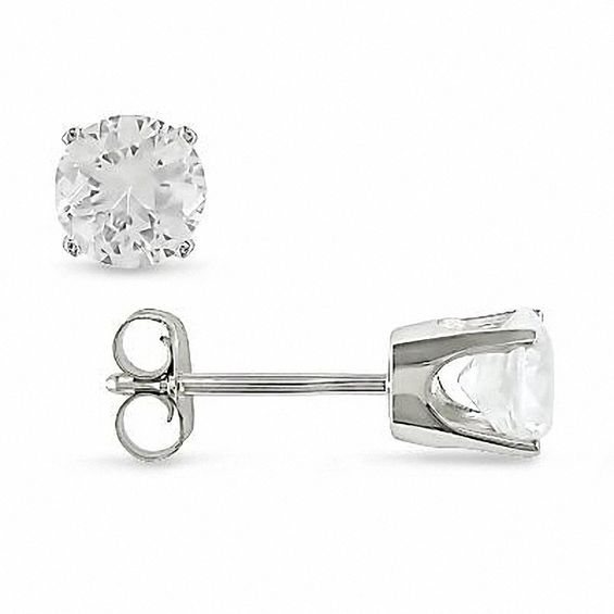 5 0mm Lab Created White Shire Stud Earrings In 10k Gold 5 0mm Lab Created White Shire Stud Earrings In 10k Gold