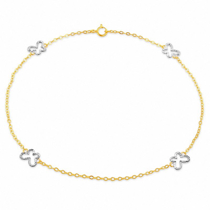 Butterfly Anklet in 10K TwoTone Gold 9.5" View All Bracelets