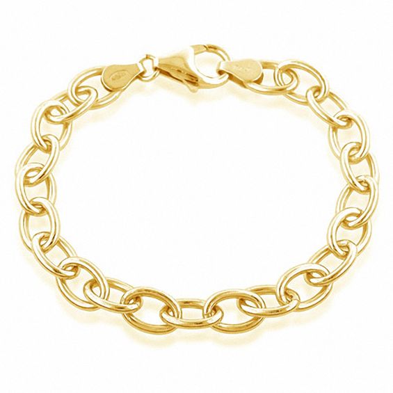Oval Link Charm Bracelet In Sterling Silver And 18k Gold Plate 7 5 Oval Link Charm Bracelet In Sterling Silver And 18k Gold Plate 7 5