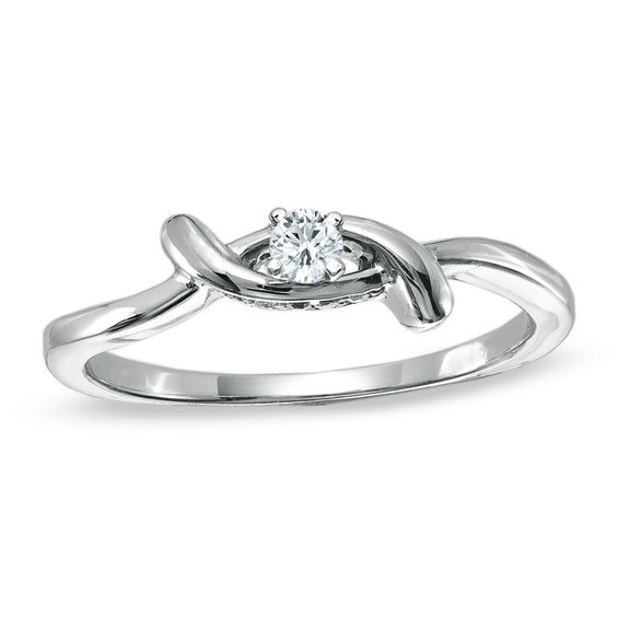 1/8 CT. T.W. Diamond Twist Promise Ring in 10K White Gold Promise
