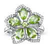 Thumbnail Image 0 of Peridot and White Topaz Flower Ring in Sterling Silver