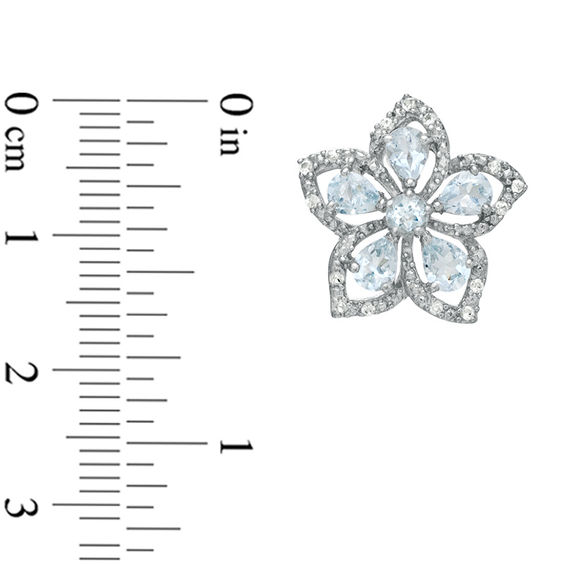 Aquamarine and White Topaz Flower Earrings in Sterling Silver Online