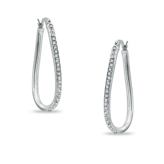 Diamond Fascination™ FigureEight Hoop Earrings in Sterling Silver