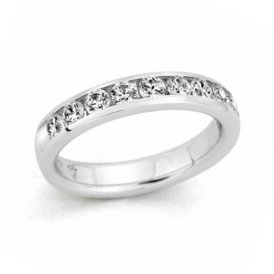 1 Ct Tw Diamond Channel Set Wedding Band In 14k White Gold Hvs2 Zales