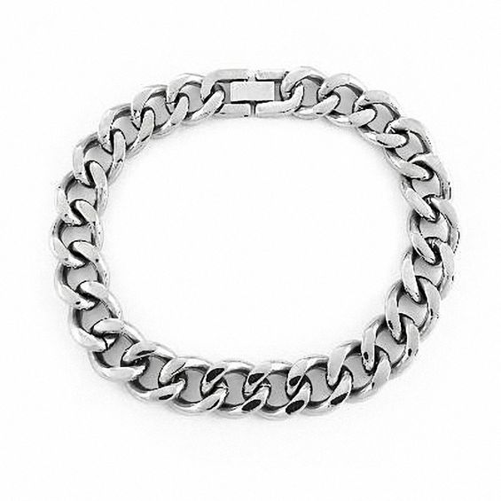9 Sterling Silver 8.6 MM Polished Open Curb Bracelet