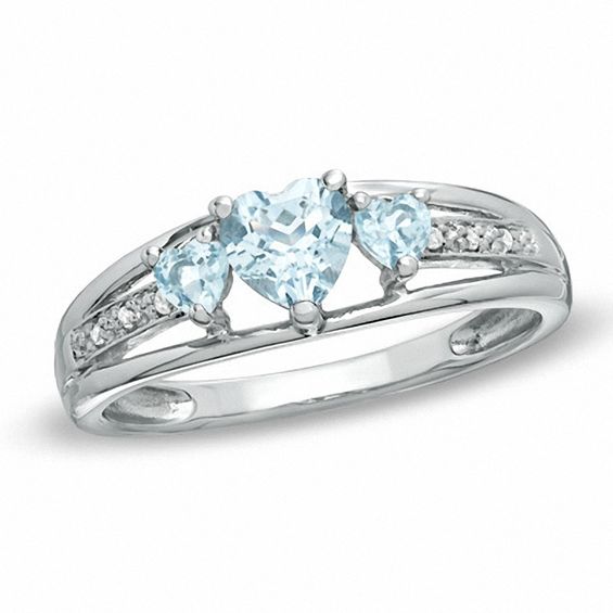 Jewelry Adviser Rings 14K Aquamarine Birthstone Heart Ring