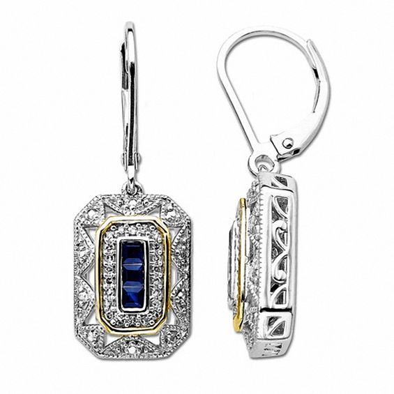 Princess Cut Blue Shire And 1 8 Ct T W Diamond Vintage Style T W Diamond Vintage Style